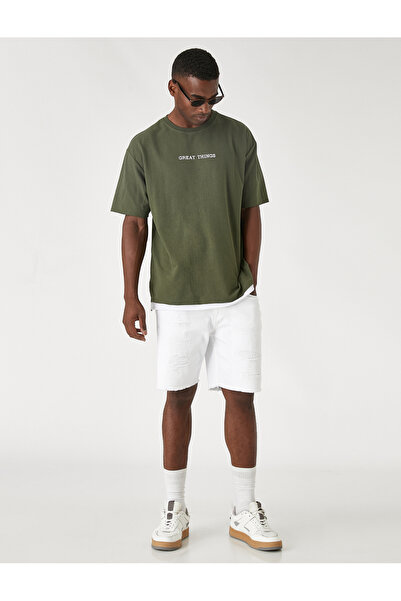 Koton Roztrhané džínové šortky s knoflíky a detailem kapes