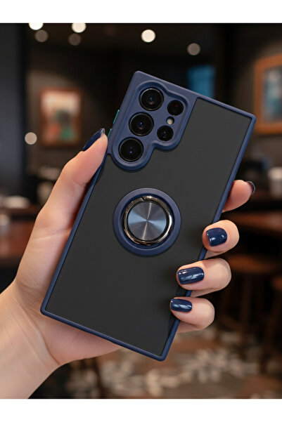 Hatreds Samsung Galaxy S24 Ultra İçin Kamera Korumalı Yüzüklü Kılıf - Leke Tu...