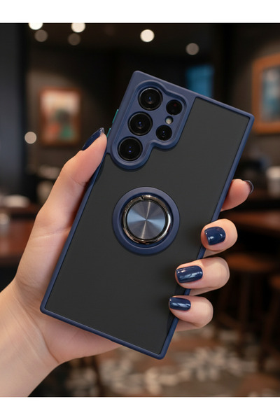 Hatreds Samsung Galaxy S25 Ultra İçin Kamera Korumalı Yüzüklü Kılıf - Leke Tu...
