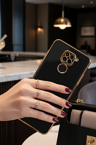 AQUA AKSESUAR Xiaomi Redmi Note 9 Uyumlu Parlak Altın Kenarlı Kamera Korumalı...