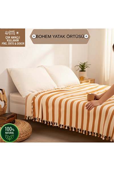 DNRYSL غطاء سرير مفرد من القطن بنسبة 100%، مزين بشراشيب، مقاس 130×180 سم