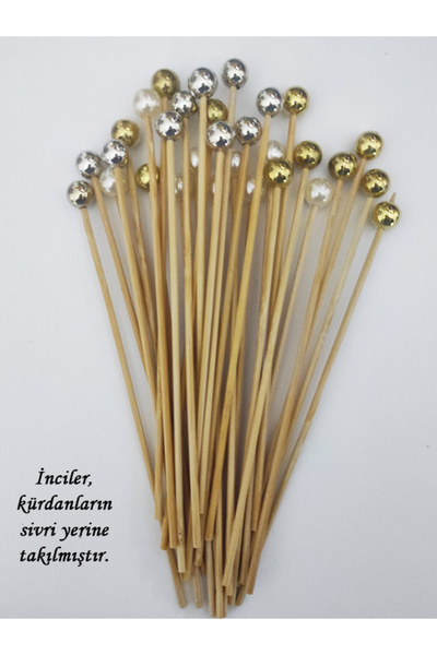 BEYHAN BAYHAN 15 Cm Uzun Kürdan - 30 Adet Dekoratif Karışık Renkli Büyük Inci...