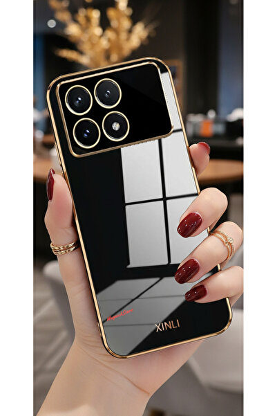 Hatreds Xiaomi Poco X6 Pro Uyumlu Parlak Altın Kenarlı Kamera Korumalı Dayanı...