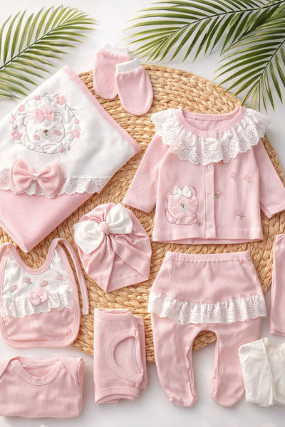 mia mia 10 Piece Newborn Lace Collar Baby Girl Boxed Hospital Release Set Bab...