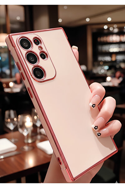 AQUA AKSESUAR Samsung Galaxy S23 Ultra Uyumlu Parlak Altın Kenarlı Kamera Kor...