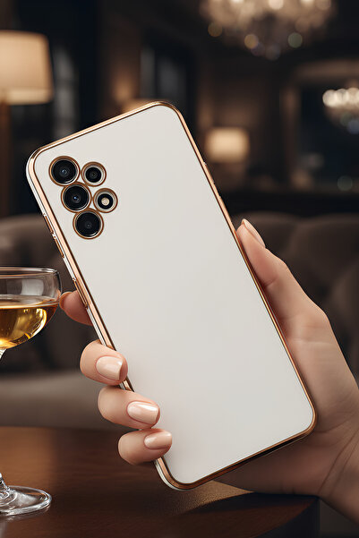 AQUA AKSESUAR Samsung Galaxy A13 4G Uyumlu Parlak Altın Kenarlı Kamera Koruma...