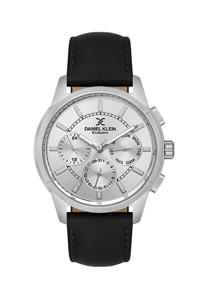 Daniel Klein Exclusive Black Leather Watch for Men DK.1.14209-1