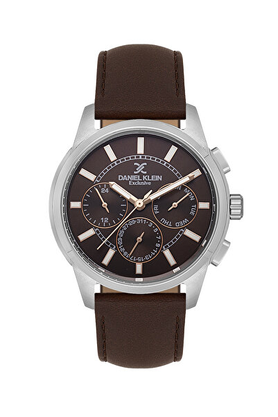 Daniel Klein Exclusive Dark Brown Leather Watch for Men DK.1.14209-4
