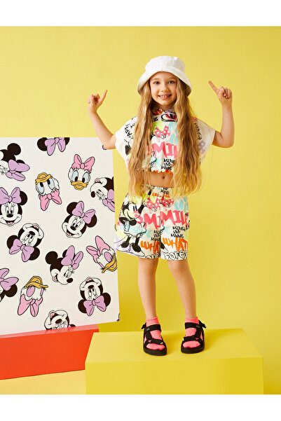 Koton Minnie Mouse εμπριμέ σορτς με άδεια ελαστική μέση και τσέπες