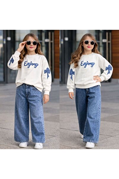 KOKOŞ BEBEK استمتع ببدلة جينز مطرزة للفتيات من كوردال - مقاس 6/10 سنوات - 31613