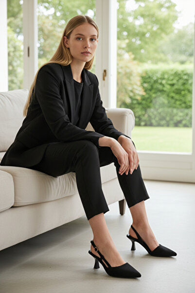 Floransa Siyah Saten Topuklu Ayakkabı Kadın Topuklu Ayakkabı Topuklu Ayakkabı...