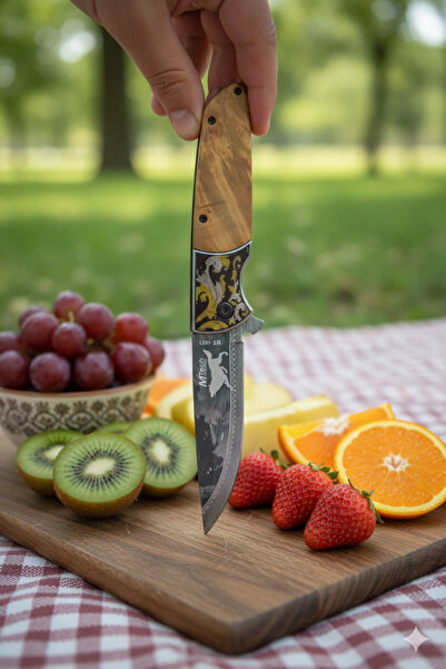MERTCAN KNİFE Özel Tasarım Ahşap Saplı Piknik ve Mutfak El Gereci - Şef Yardı...