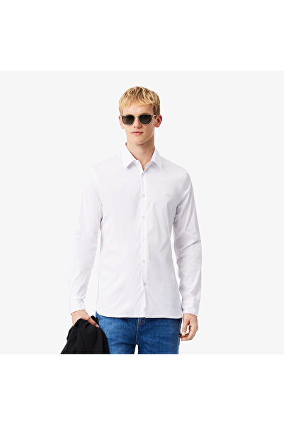 Lacoste قميص بوبلين مطاطي قصة ضيقة - CH5253-00-001