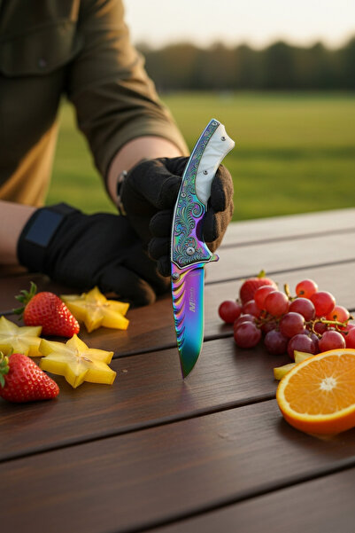 MERTCAN KNİFE Katlanabilir Renkli Tasarım Piknik ve Meyve Hazırlık Yardımcısı...