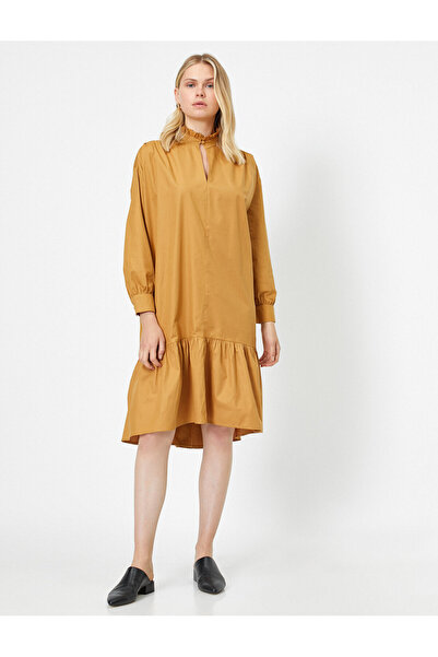 Koton Μάξι φόρεμα με ψηλό γιακά από ποπλίνα