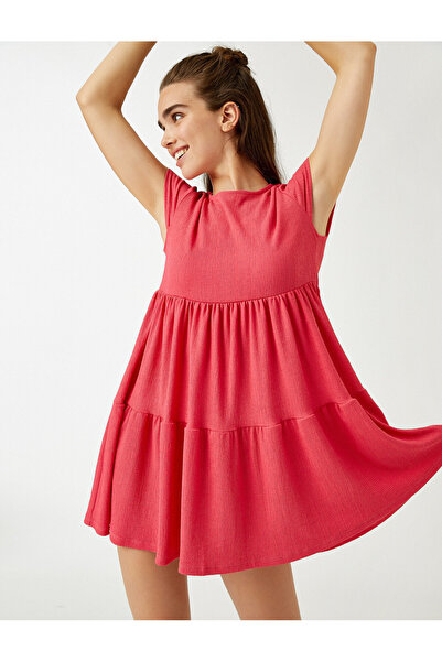 Koton Kısa Kollu Elbise Bisiklet Yaka