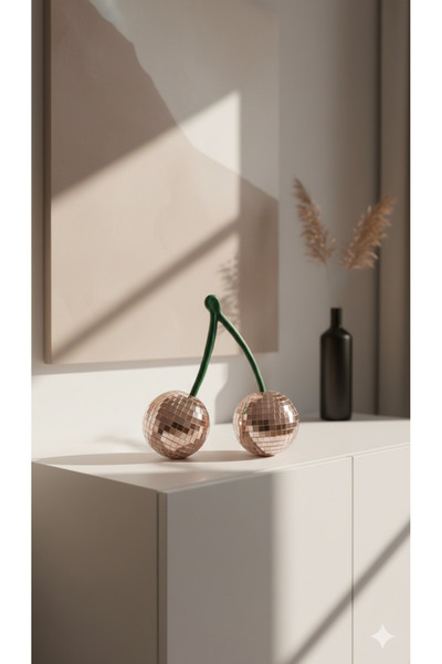 TualDesign Rose Gold Kiraz Şeklinde Disko Topu - 6 cm Ayna Kaplama