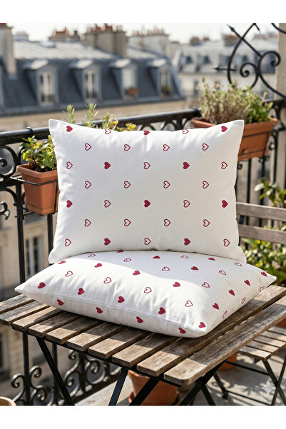 femmhome Fata de Perna Casual Bumbac 2 Bucati 50x70 Cm Inimi Rosii