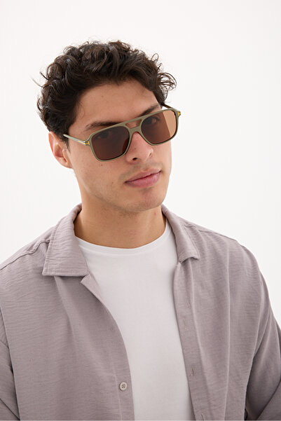 Chunky Frame نظارات شمسية مربعة الشكل من Space للجنسين باللون الكريمي للموسم ...