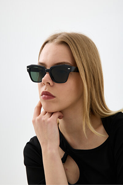 Chunky Frame Ogiani Black Unisex Geometric Sunglasses