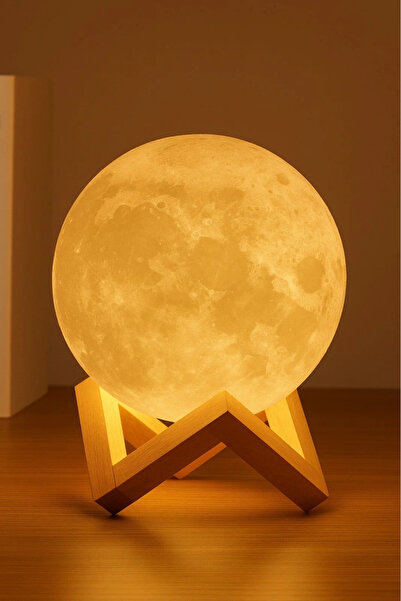 DEMPOWER 3d Ay Gece Lambası - 36 Cm Çap - Stand Hediyeli