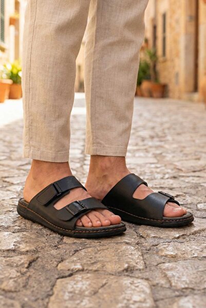 GEZER Summer Men's Faux Leather Two Buckle Adjustable Comfortable Sole Daily ...