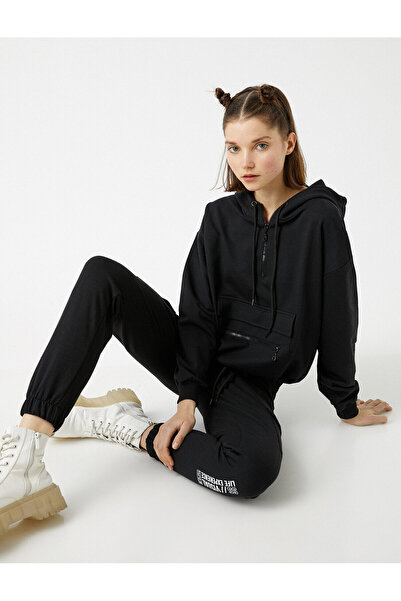 Koton Čierna dámska mikina - uvoľnený strih