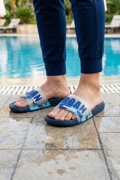 GEZER Men's Summer Pu Suitable for Wet Floor Home Bathroom Garden Pool Slippers