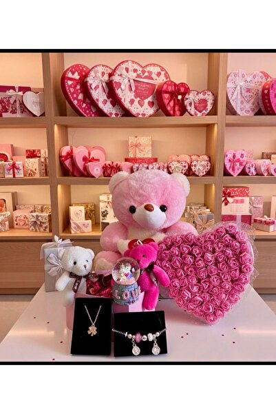 elovya Büyük peluş ayıcık 2 adet küçükpeluş bileklik kolye