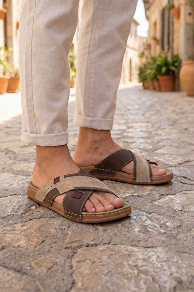 GEZER Ανδρικές καλοκαιρινές παντόφλες - τεχνητό δέρμα, άνετη σόλα Neosoft, κα...