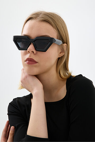 Chunky Frame نظارات شمسية سوداء هندسية للجنسين من سيتس