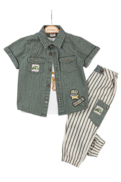 The-kid.co وايلد ناتشر - طقم ملابس للأولاد من 3 قطع - كاكي