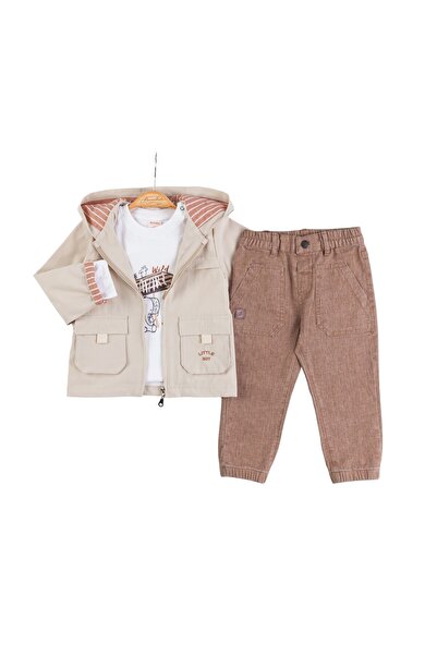 The-kid.co BUBU HOODY JACKET, DENIM AND TOP SET - BEIGE