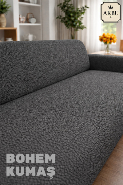 AKBU Bohem Kumaş Koltuk Örtüsü 3 Kişilik | Esnek Lastikli Koltuk Kılıfı | Yen...