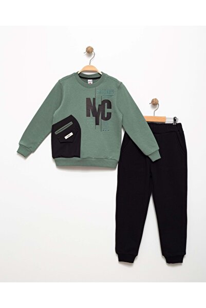 s.t. sebat tekstil Boy's Printed Pocket Detailed Style Tracksuit Set