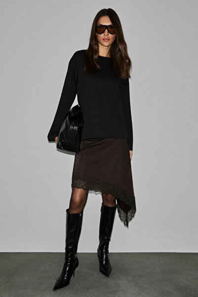 GRIMELANGE Neat Women's Organic Cotton Crew Neck Oversized Fit Long Sleeve Bl...