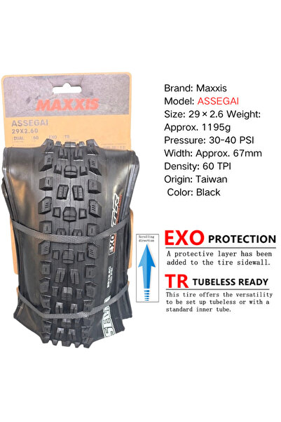 Choice إطار ماكسيس ASSEGAI مقاس 29×2.6 EXOTR مقاس 27.5 بوصة قابل للطي والانزل...