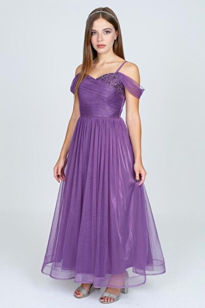 s.t. sebat tekstil فستان سهرة نادل مدعوم بالشيفون للفتيات