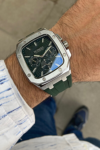 Homies ساعة يد رجالية مستطيلة الشكل مصنوعة من السيليكون تعمل بجميع الوظائف مع...