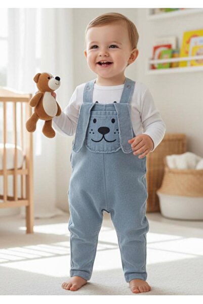 ALTINTAŞ BABY طقم سالوبت موسمي مكون من قطعتين من قماش الدنيم المحبوك ذو الجيو...