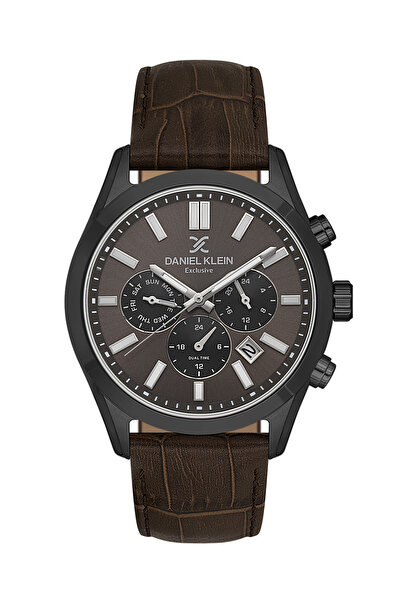 Daniel Klein Exclusive Dark Brown Leather Watch for Men DK.1.14212-5