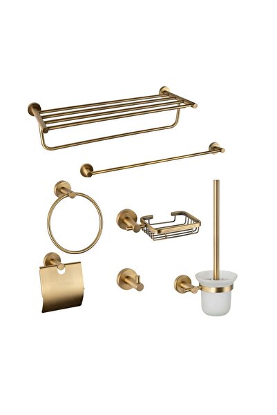 Trendy's Σετ Αξεσουάρ Μπάνιου 7 Τεμαχίων – Λαμπερό Χρυσό Ορείχαλκο, Μοντέρνο ...
