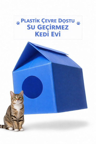Turmarkt Mavi Renk Kedi Köpek Evi Plastik Su Geçirmez