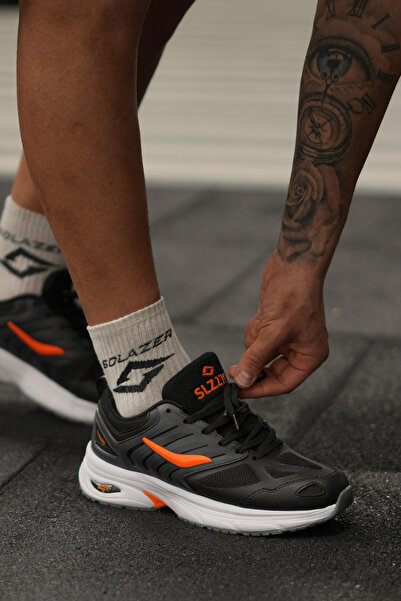 SOLAZER Pantofi sport negru portocaliu pentru bărbați, pantofi sport casual 041