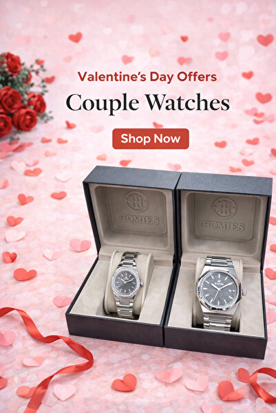 Homies SEVGİLİLER İÇİN ÇİFT SAATİ HEDİYELİK KUTUSU VE BİLEKLİK HEDİYELİ HMSGL...