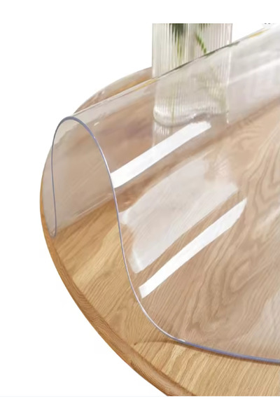 ERKSOLHOME Ceren Şeffaf Yuvarlak 1,5 Mm Kalın Pvc Kaymaz Masa Örtüsü Koruyucu