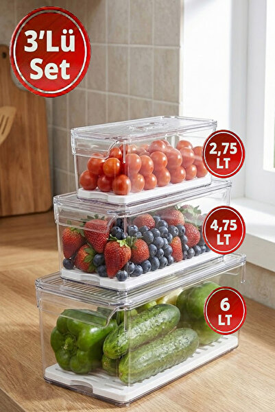 EFFE HOME 3'lü Izgaralı Dolap İçi Düzenleyici Derin Dondurucuya Uygun