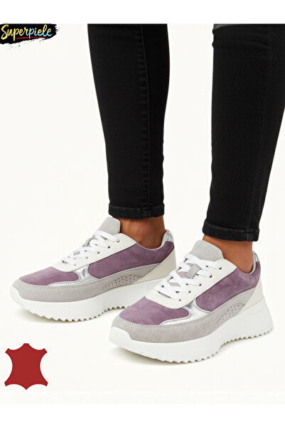 ANGEL BLUE Women's multicolor sneakers lined with natural leather with thick ...