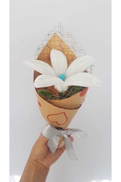 Badem Hediyecilik El Yapımı Zambak Şönil Çiçek Buket – Dekoratif, Solmayan, H...