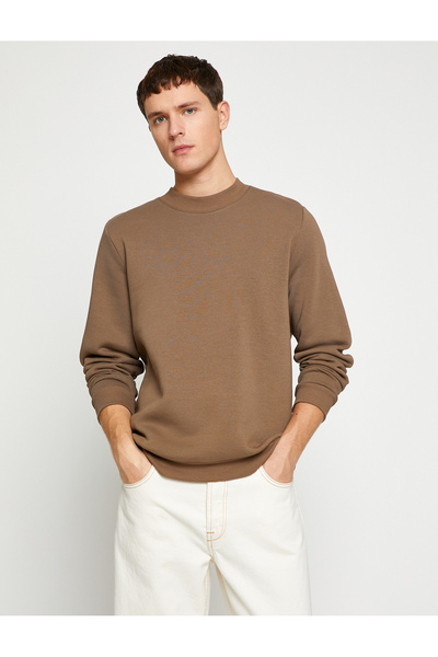 Koton Basic Sweatshirt Rose Gold Half Turtleneck Long Sleeve